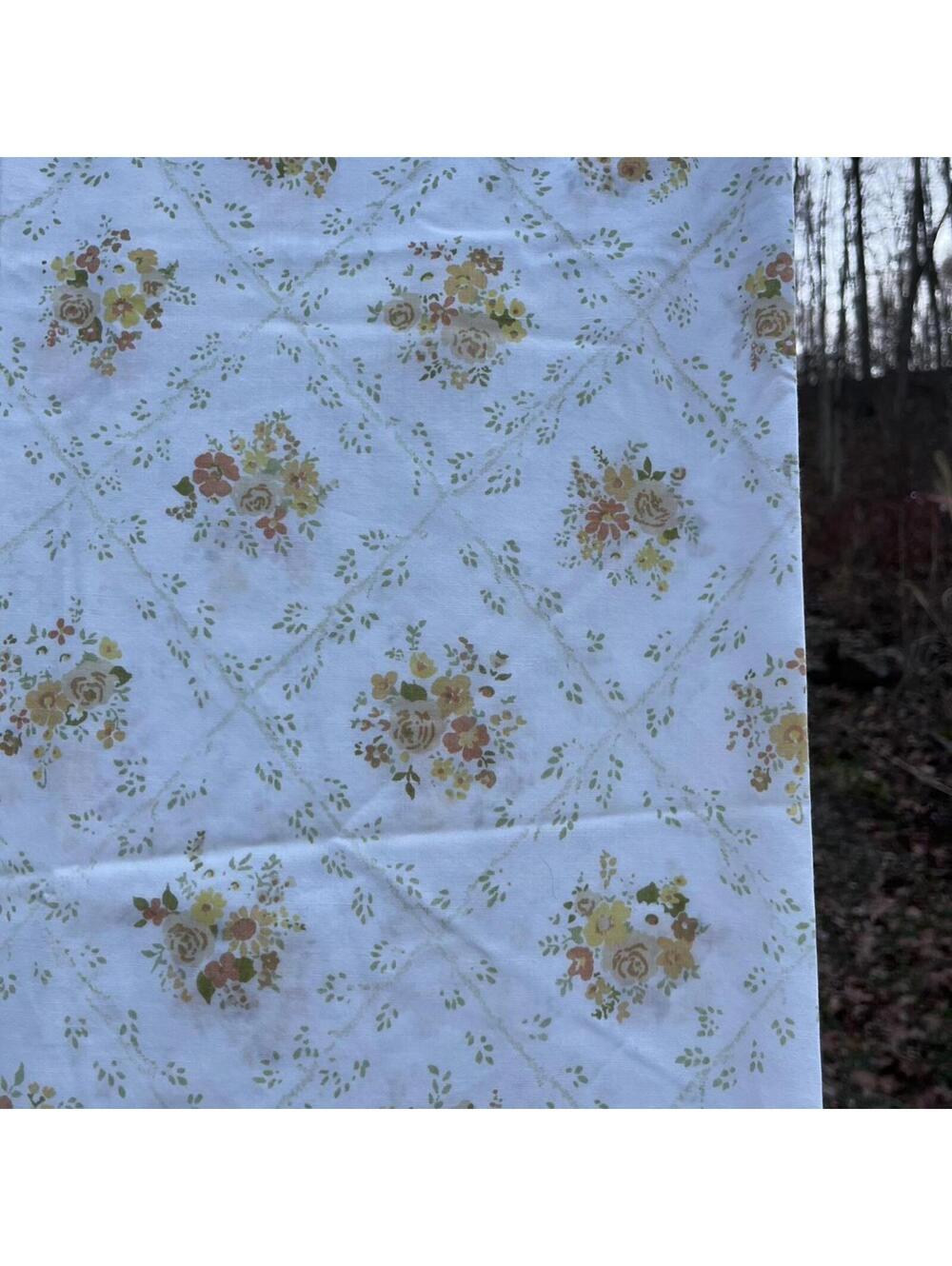 Pair Vintage Cannon Floral Standard Pillowcases Orange Yellow Green Monticello